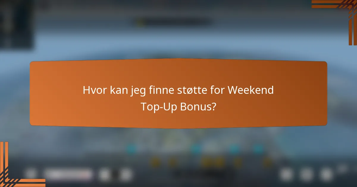 Hvor kan jeg finne støtte for Weekend Top-Up Bonus?